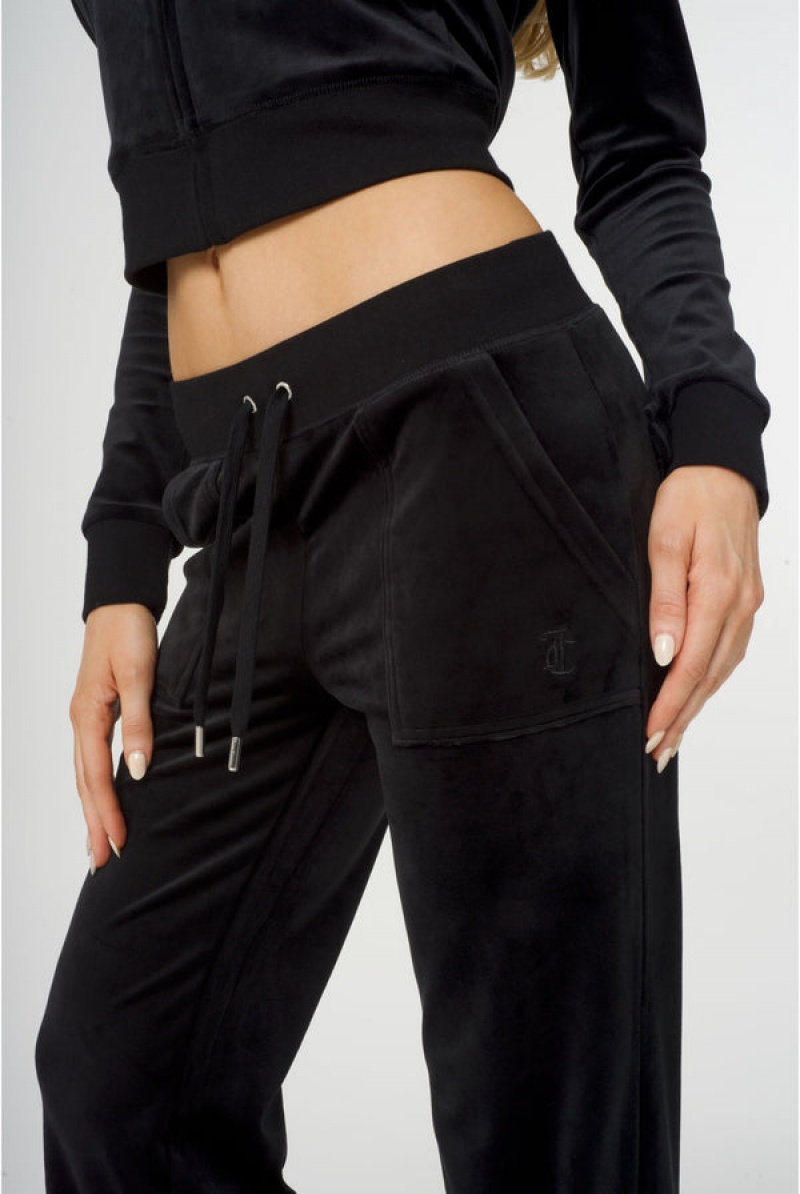 Juicy Couture Classic Velour Del Ray Pocketed Bottoms Svarte | JC-SN652132