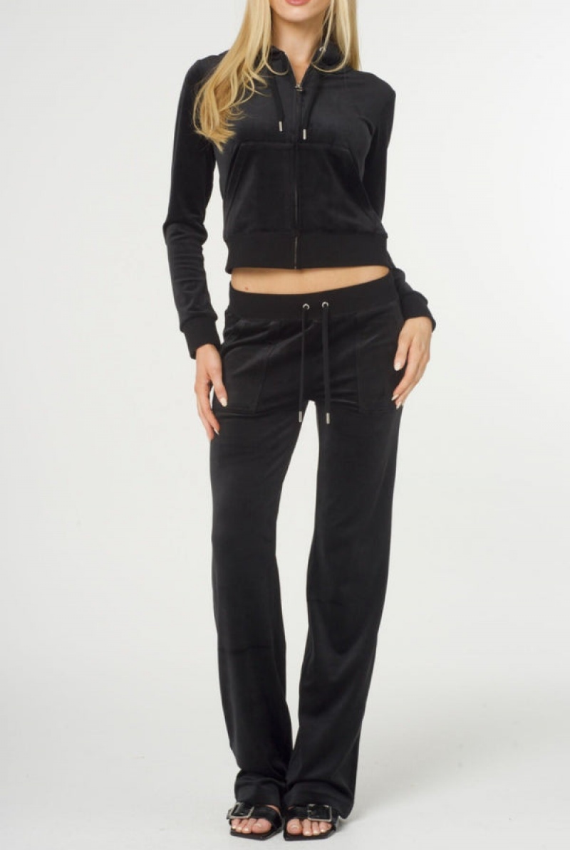 Juicy Couture Classic Velour Del Ray Pocketed Bottoms Svarte | JC-SN652132