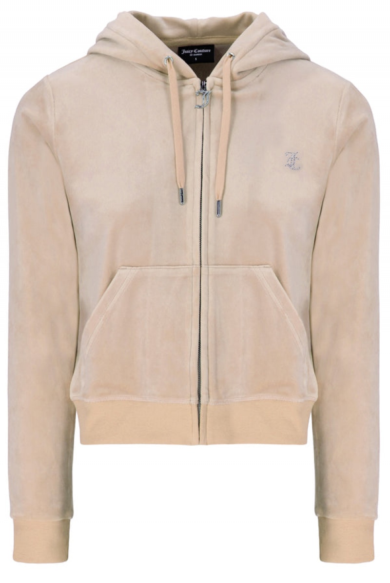 Juicy Couture Classic Velour Diamante Robertson Hoodie Brune | JC-SN652021