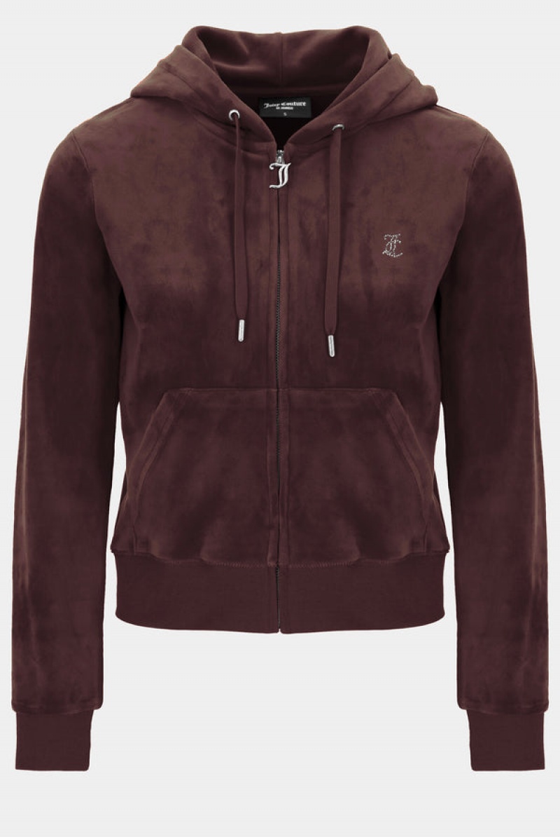 Juicy Couture Classic Velour Diamante Robertson Hoodie Brune | JC-SN652064