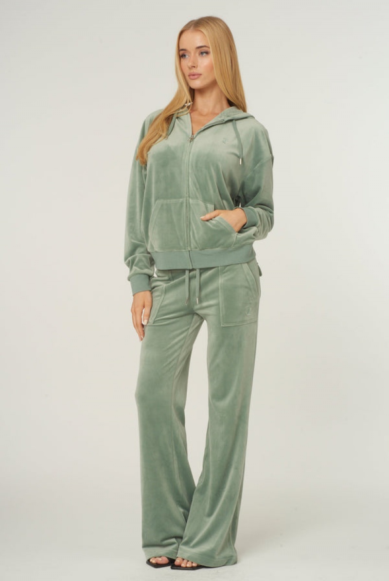 Juicy Couture Classic Velour Oversized Hoodie Grønn | JC-SN651969