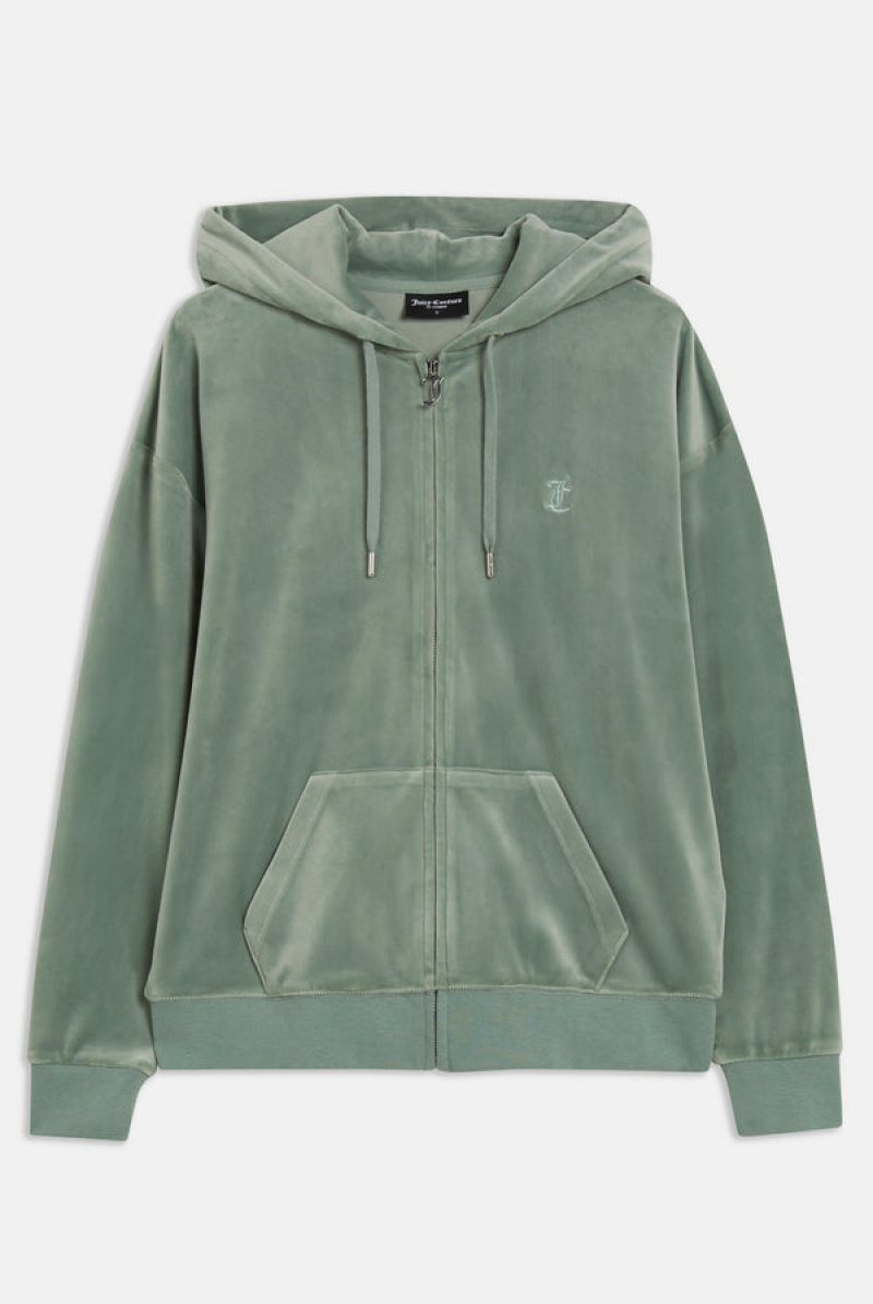 Juicy Couture Classic Velour Oversized Hoodie Grønn | JC-SN651969