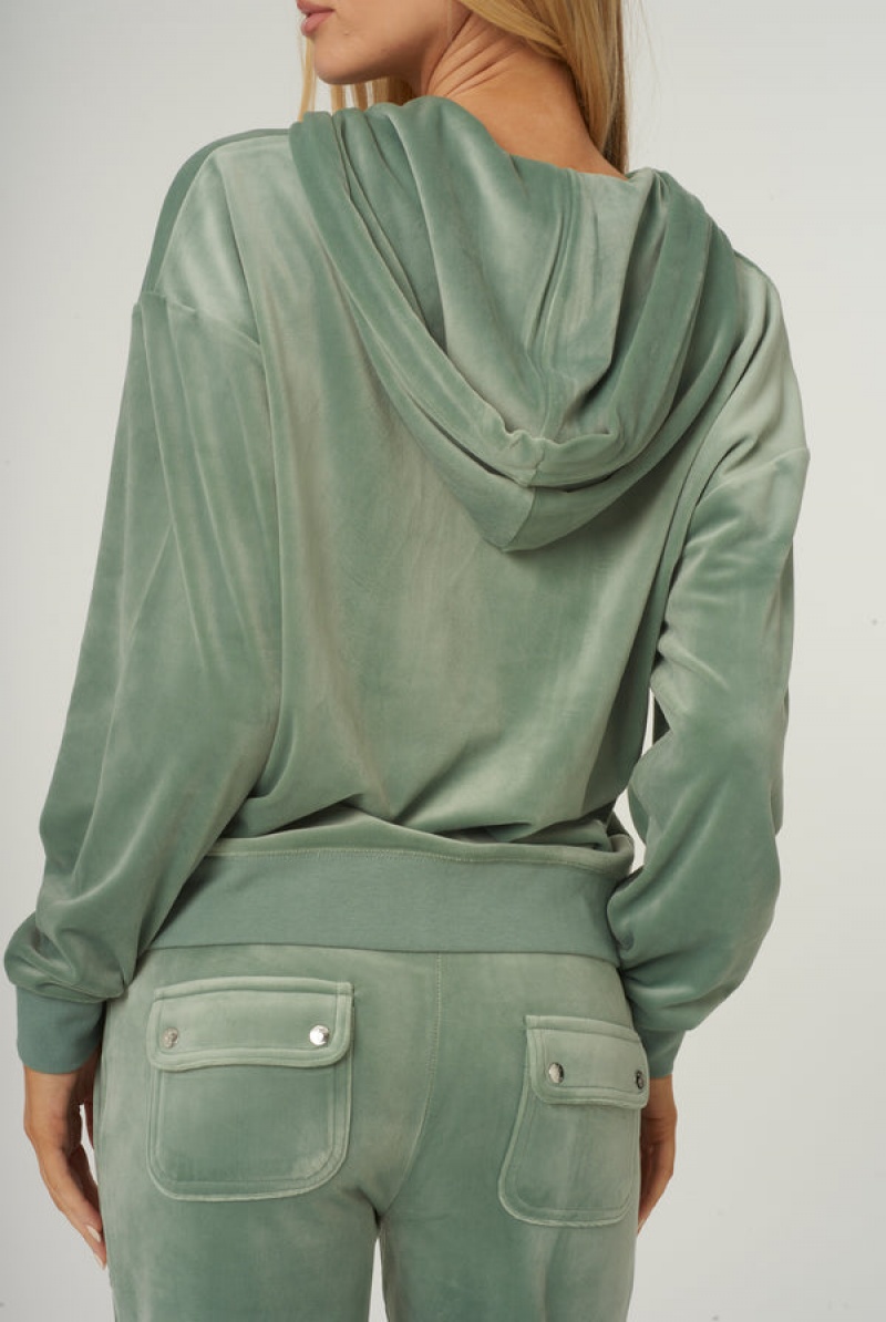 Juicy Couture Classic Velour Oversized Hoodie Grønn | JC-SN651969