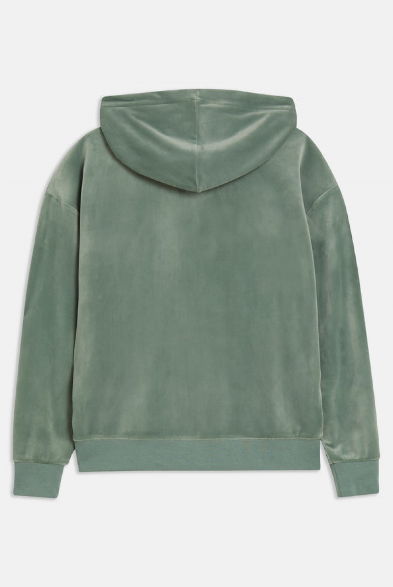 Juicy Couture Classic Velour Oversized Hoodie Grønn | JC-SN651969