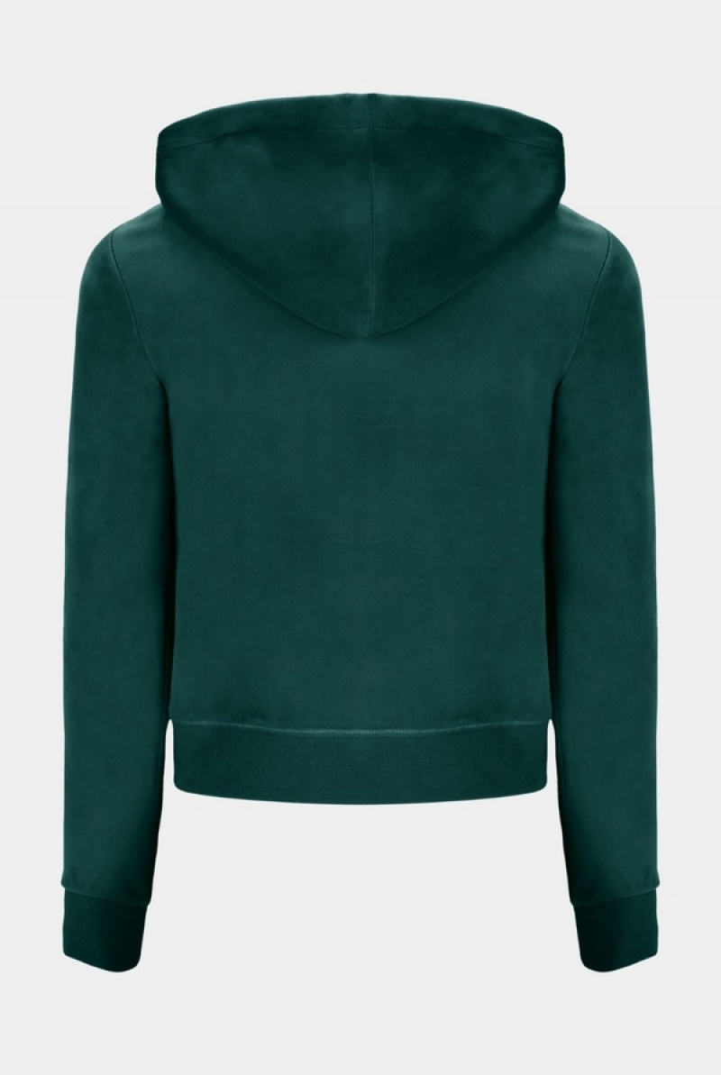 Juicy Couture Classic Velour Robertson Hoodie Påfugl | JC-SN651965