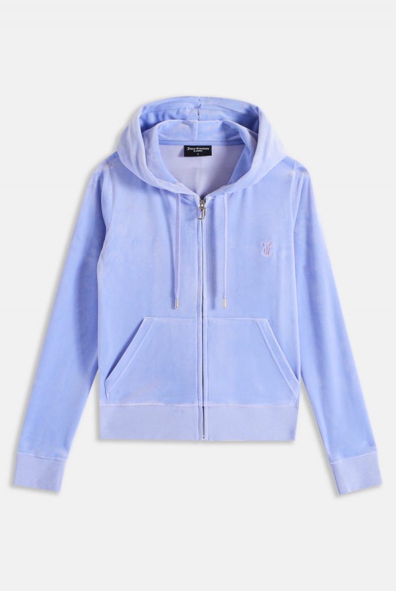 Juicy Couture Classic Velour Robertson Hoodie Blå | JC-SN651988