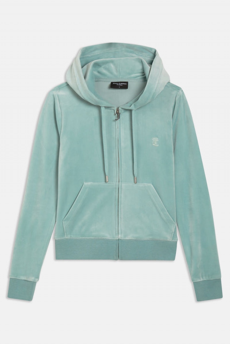 Juicy Couture Classic Velour Robertson Hoodie Blå | JC-SN651998