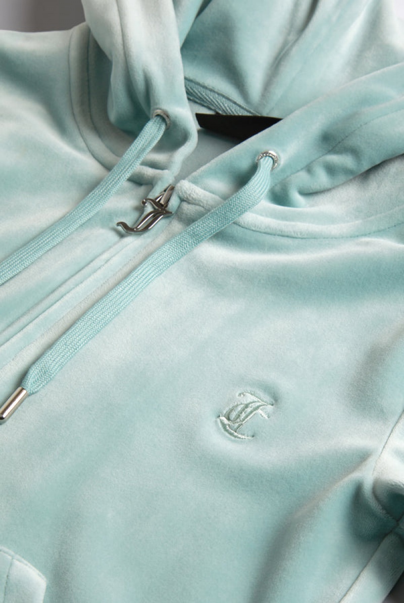 Juicy Couture Classic Velour Robertson Hoodie Blå | JC-SN651998