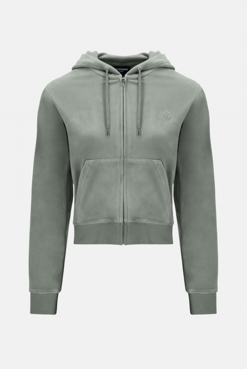 Juicy Couture Classic Velour Robertson Hoodie Grønn | JC-SN652022