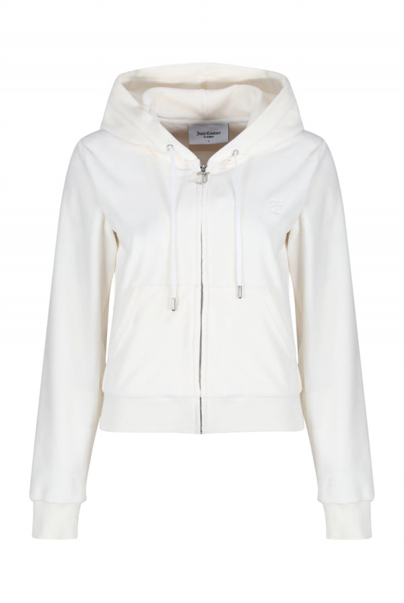 Juicy Couture Classic Velour Robertson Hoodie Hvite | JC-SN652030