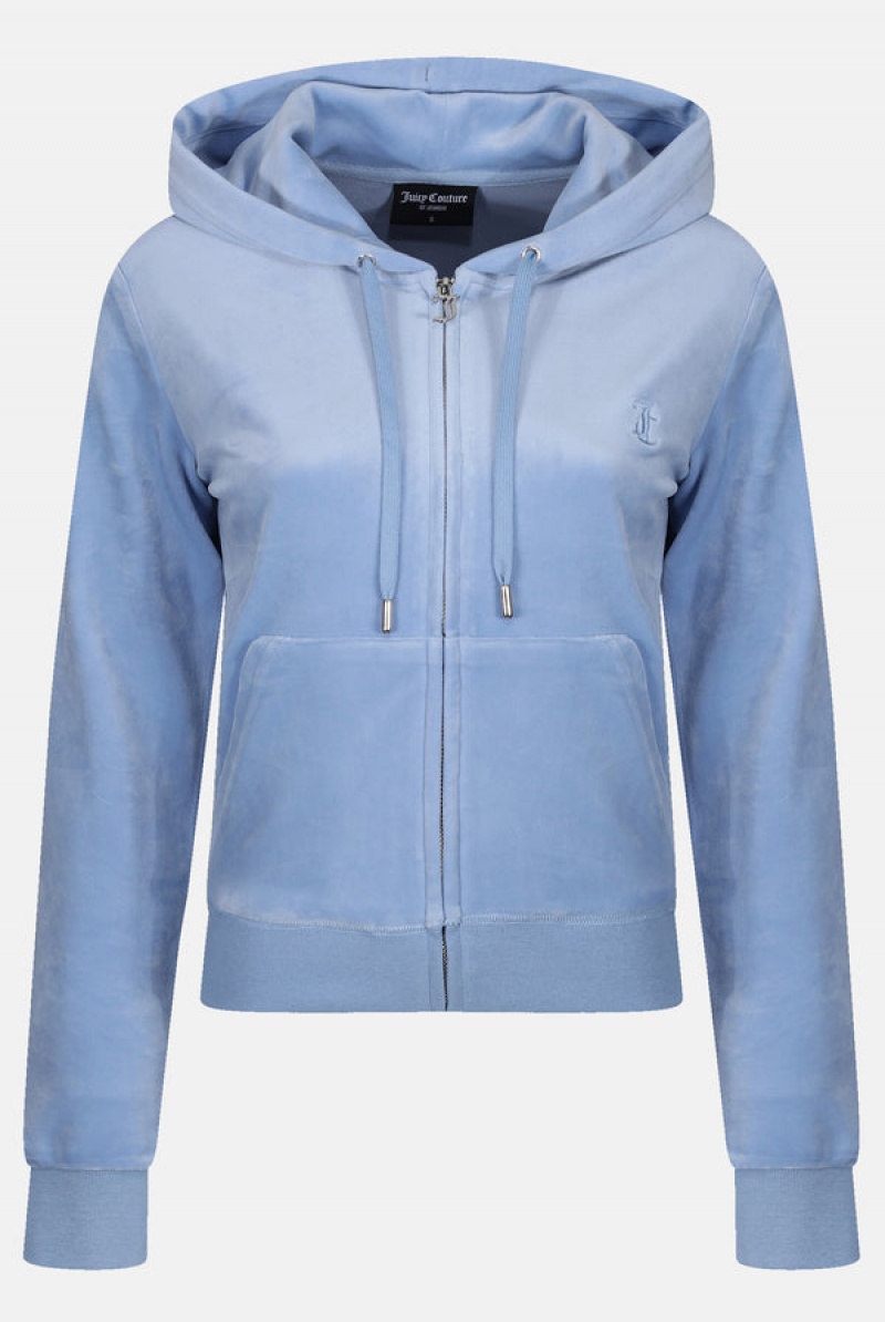 Juicy Couture Classic Velour Robertson Hoodie Blå | JC-SN652031