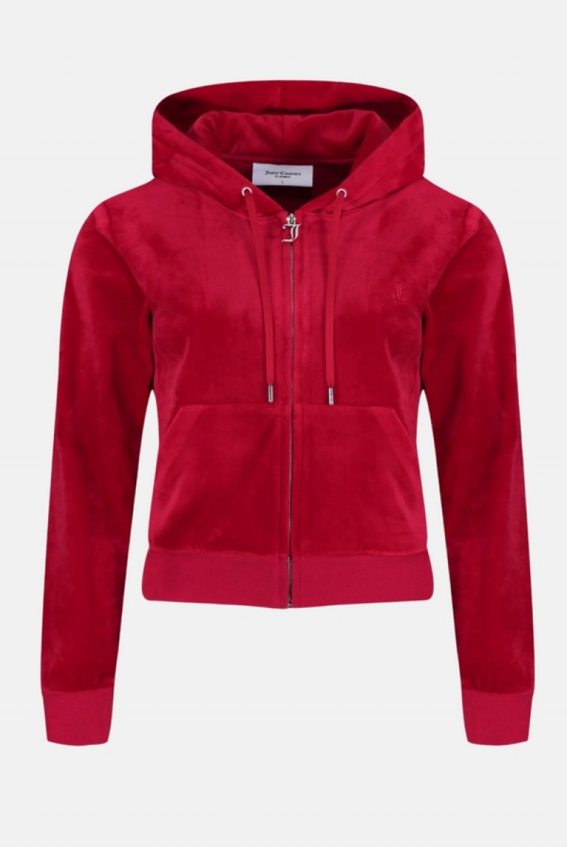 Juicy Couture Classic Velour Robertson Hoodie Rød | JC-SN652032