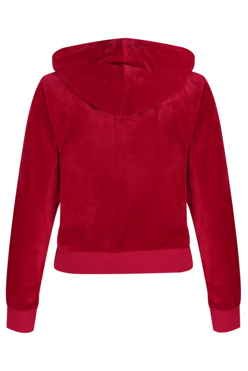 Juicy Couture Classic Velour Robertson Hoodie Rød | JC-SN652032