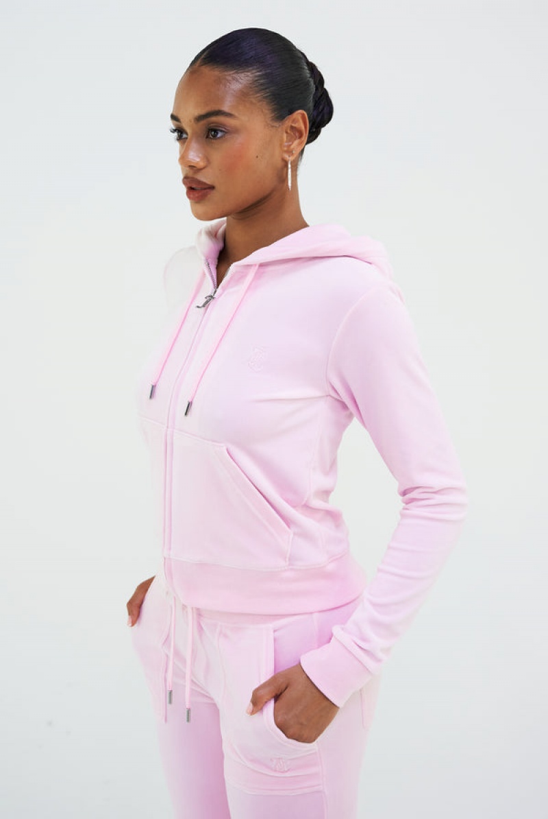 Juicy Couture Classic Velour Robertson Hoodie Rosa | JC-SN652093