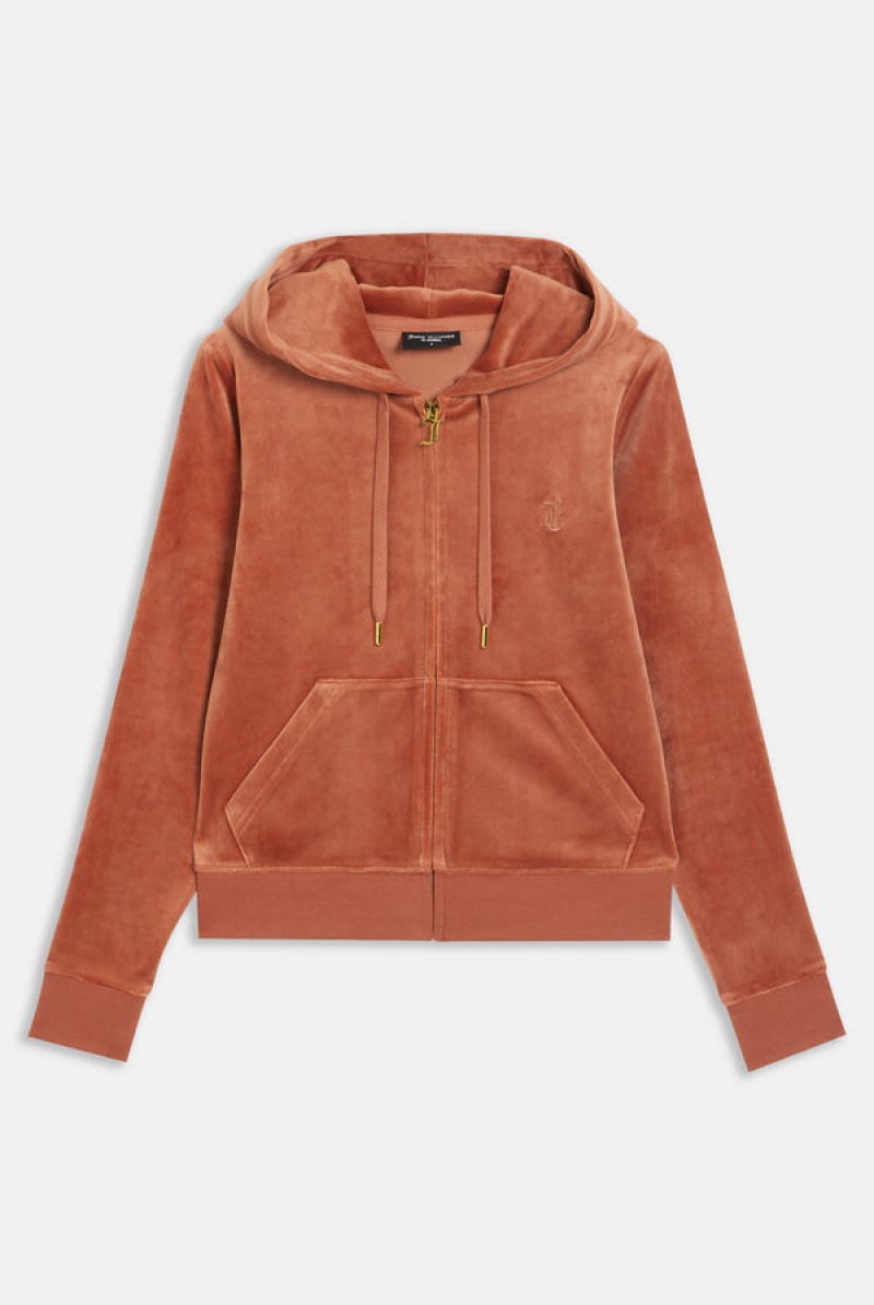 Juicy Couture Classic Velour Robertson Hoodie Kopper | JC-SN652116