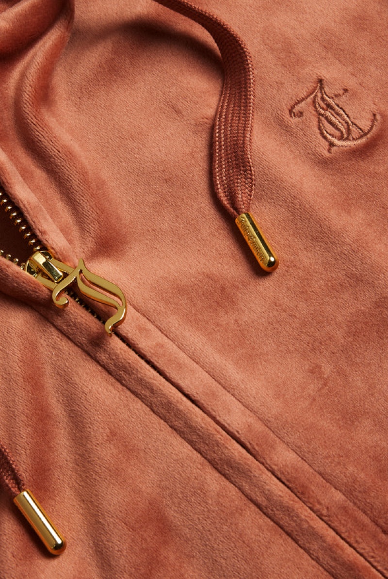 Juicy Couture Classic Velour Robertson Hoodie Kopper | JC-SN652116