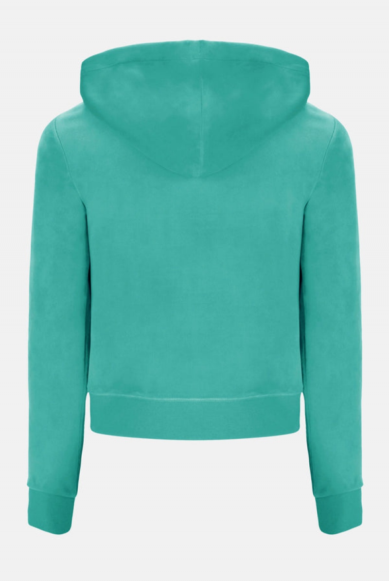 Juicy Couture Classic Velour Robertson Hoodie Blå Grønn | JC-SN652123