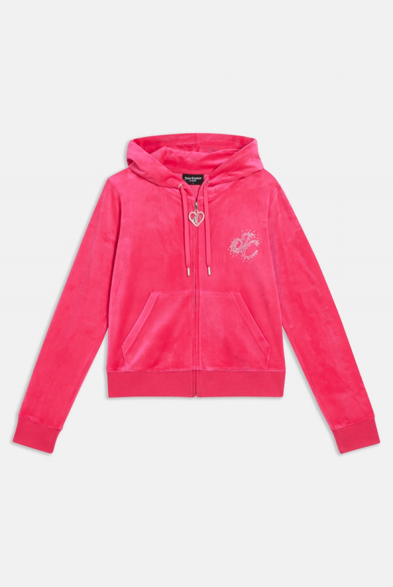 Juicy Couture Classic Velour Scatter Bead Hoodie Rosa | JC-SN652120