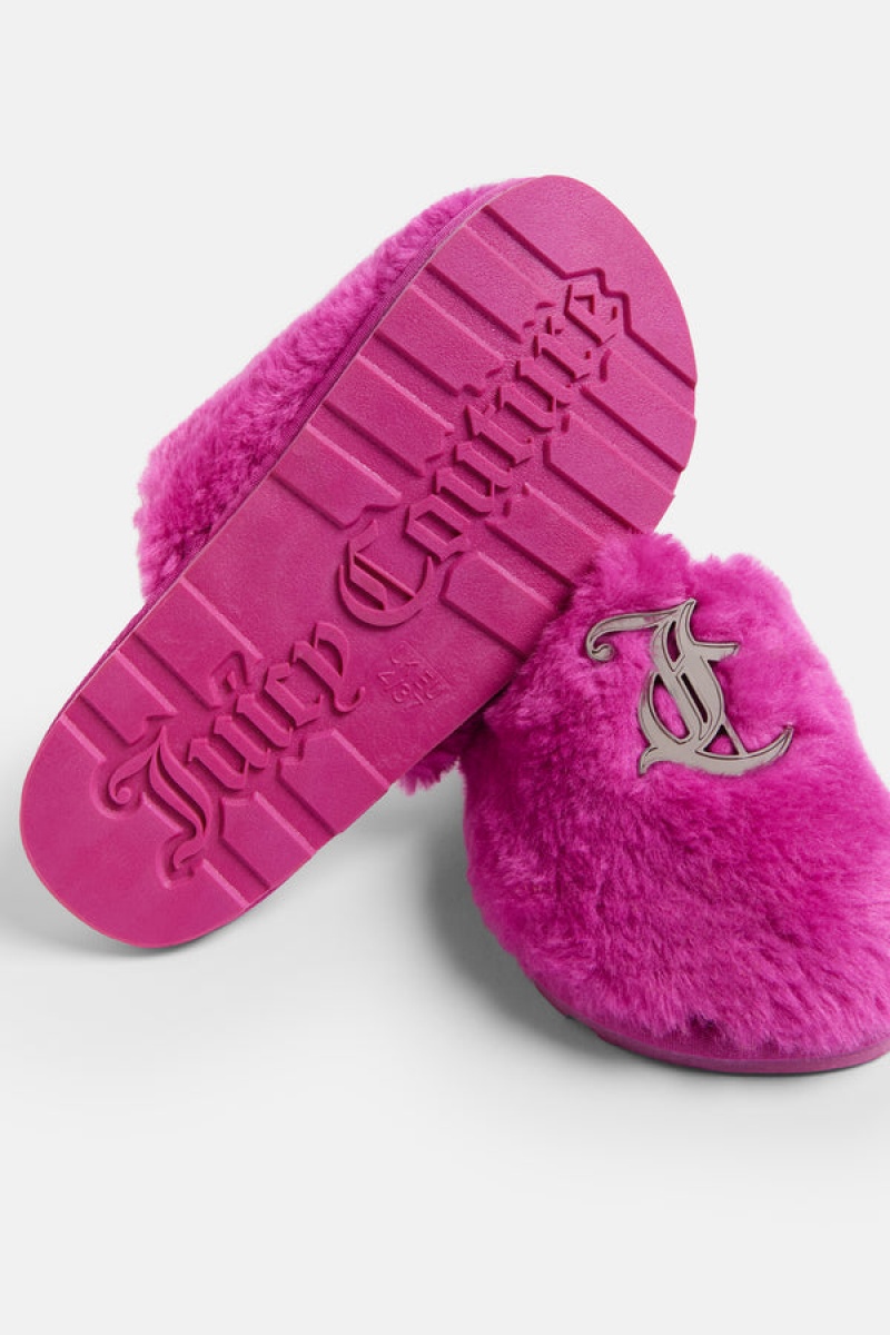 Juicy Couture Closed Tå Faux Fur Tøfler Rosa | JC-SN652190