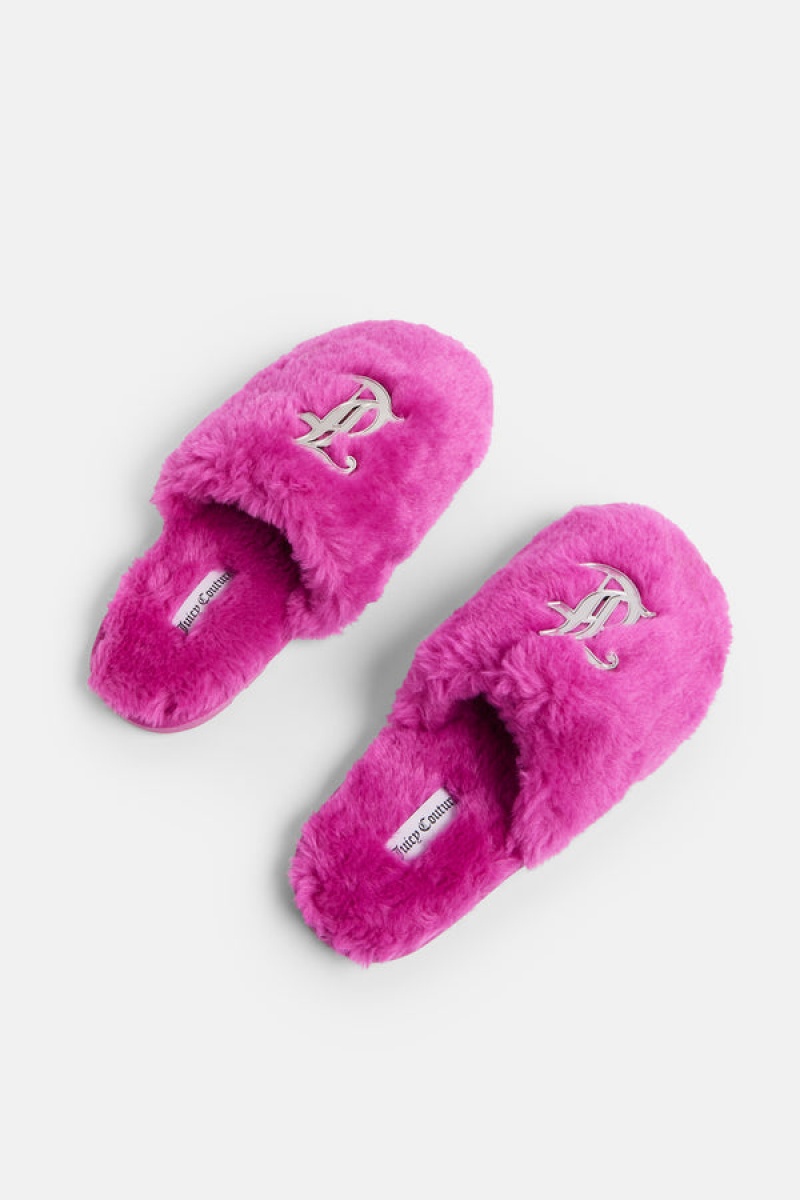 Juicy Couture Closed Tå Faux Fur Tøfler Rosa | JC-SN652190