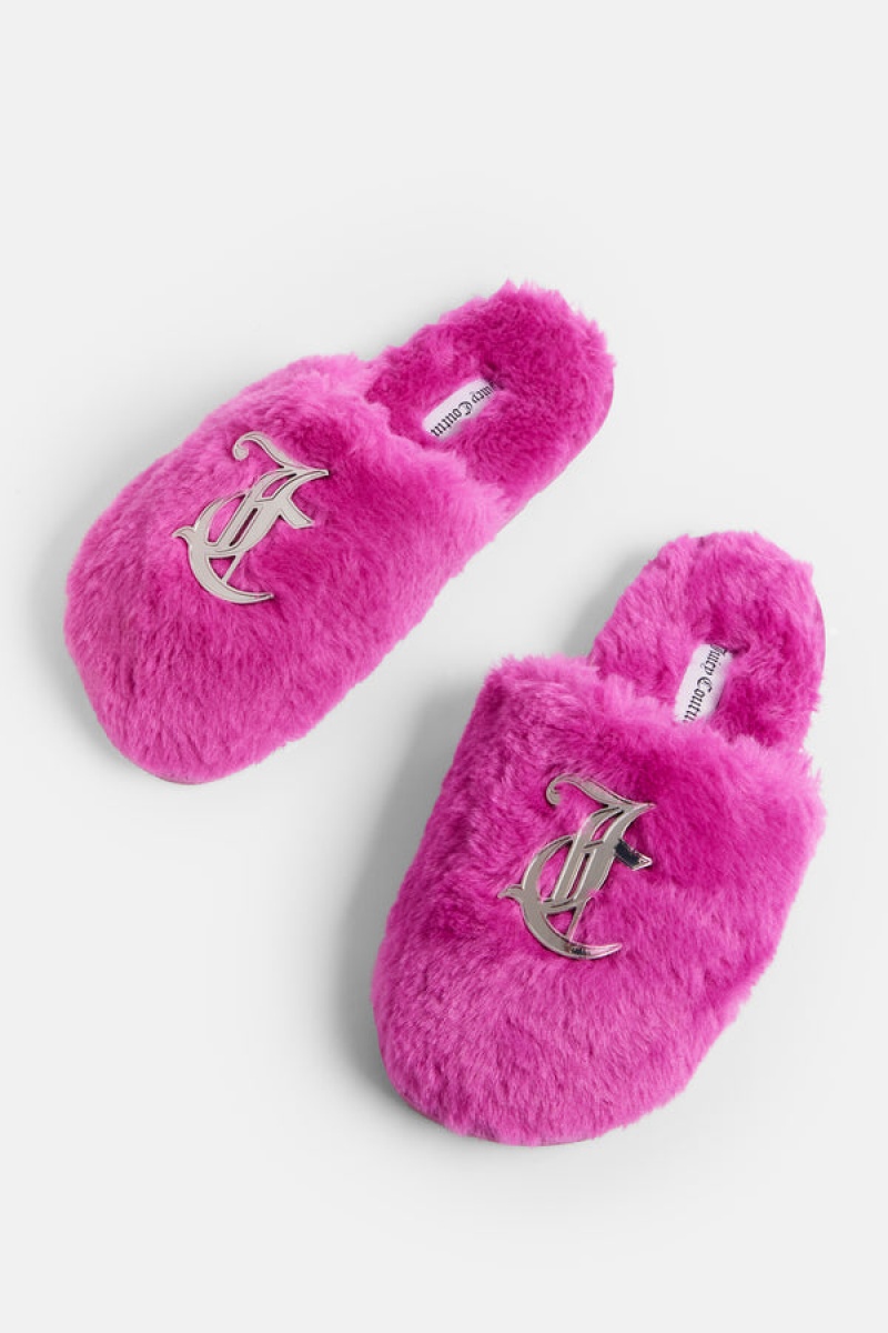 Juicy Couture Closed Tå Faux Fur Tøfler Rosa | JC-SN652190