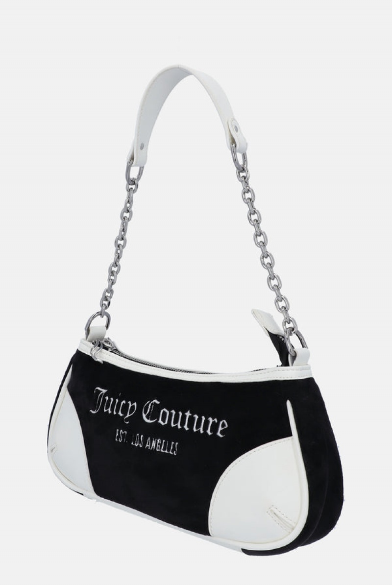 Juicy Couture Colourblock Velour Mix Shoulder Bag Svarte | JC-SN652210