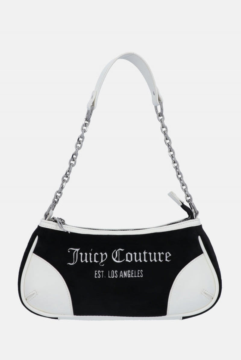 Juicy Couture Colourblock Velour Mix Shoulder Bag Svarte | JC-SN652210