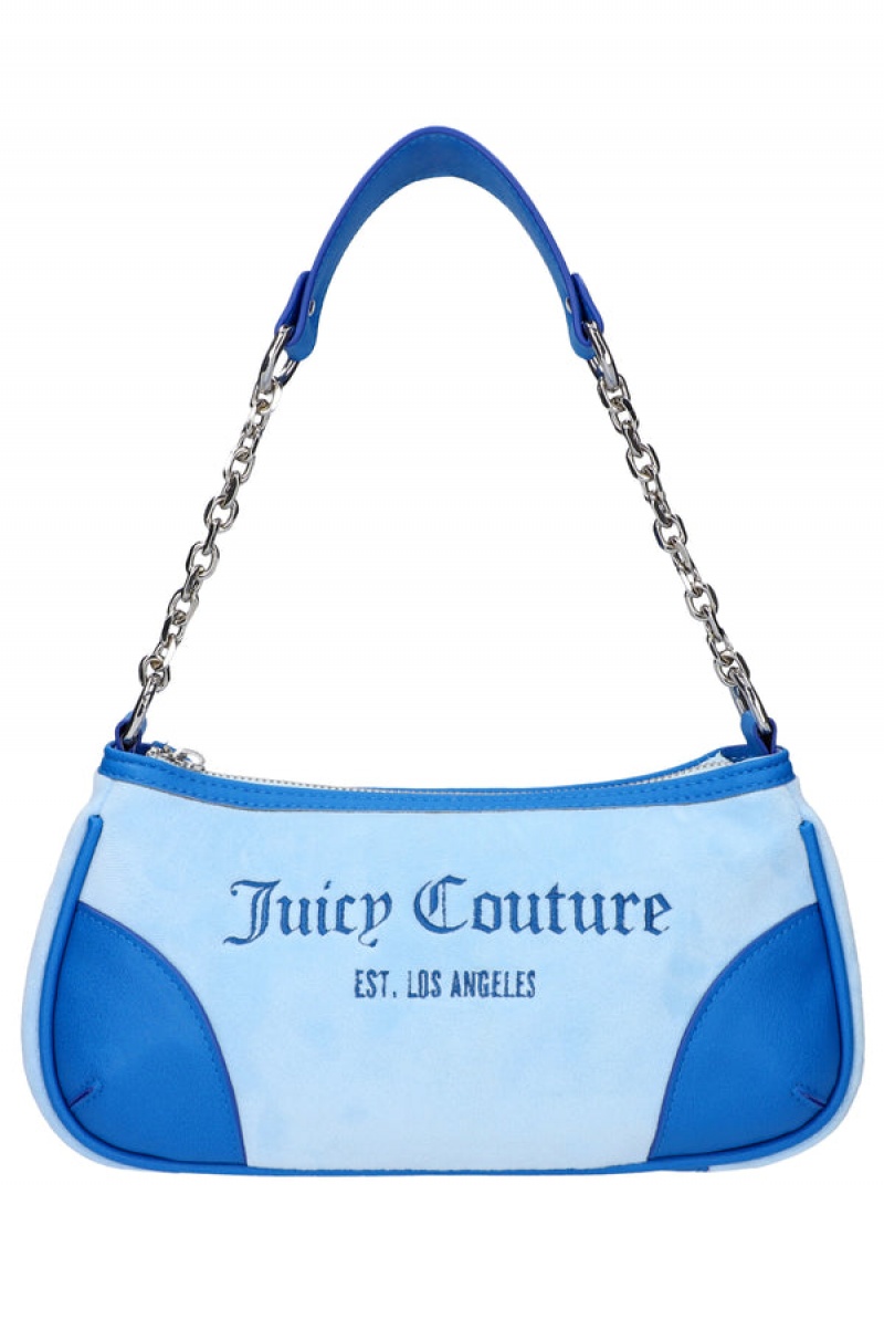 Juicy Couture Colourblock Velour Mix Shoulder Bag Turkis | JC-SN652211