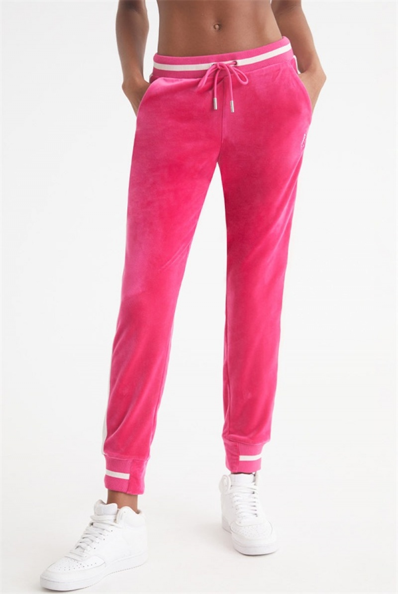 Juicy Couture Contrast Rib Velour Joggers Rosa | JC-SN651789