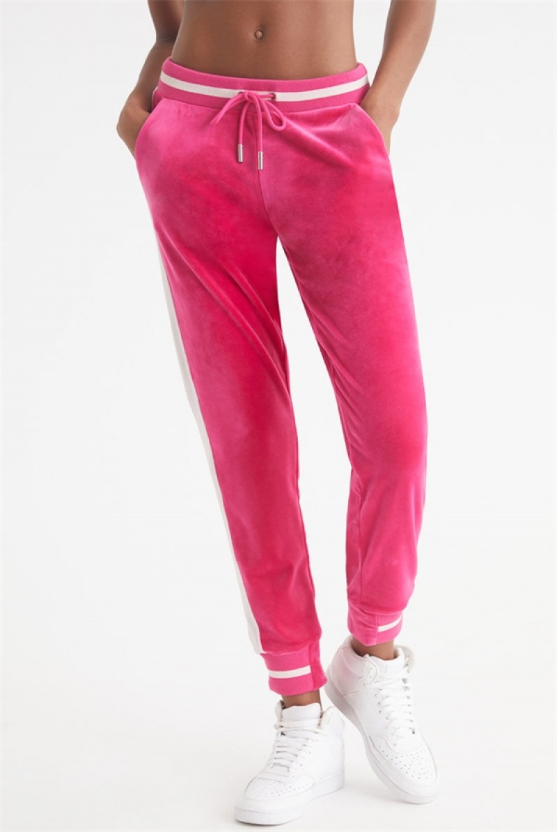 Juicy Couture Contrast Rib Velour Joggers Rosa | JC-SN651789