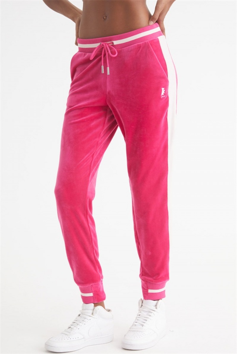 Juicy Couture Contrast Rib Velour Joggers Rosa | JC-SN651789