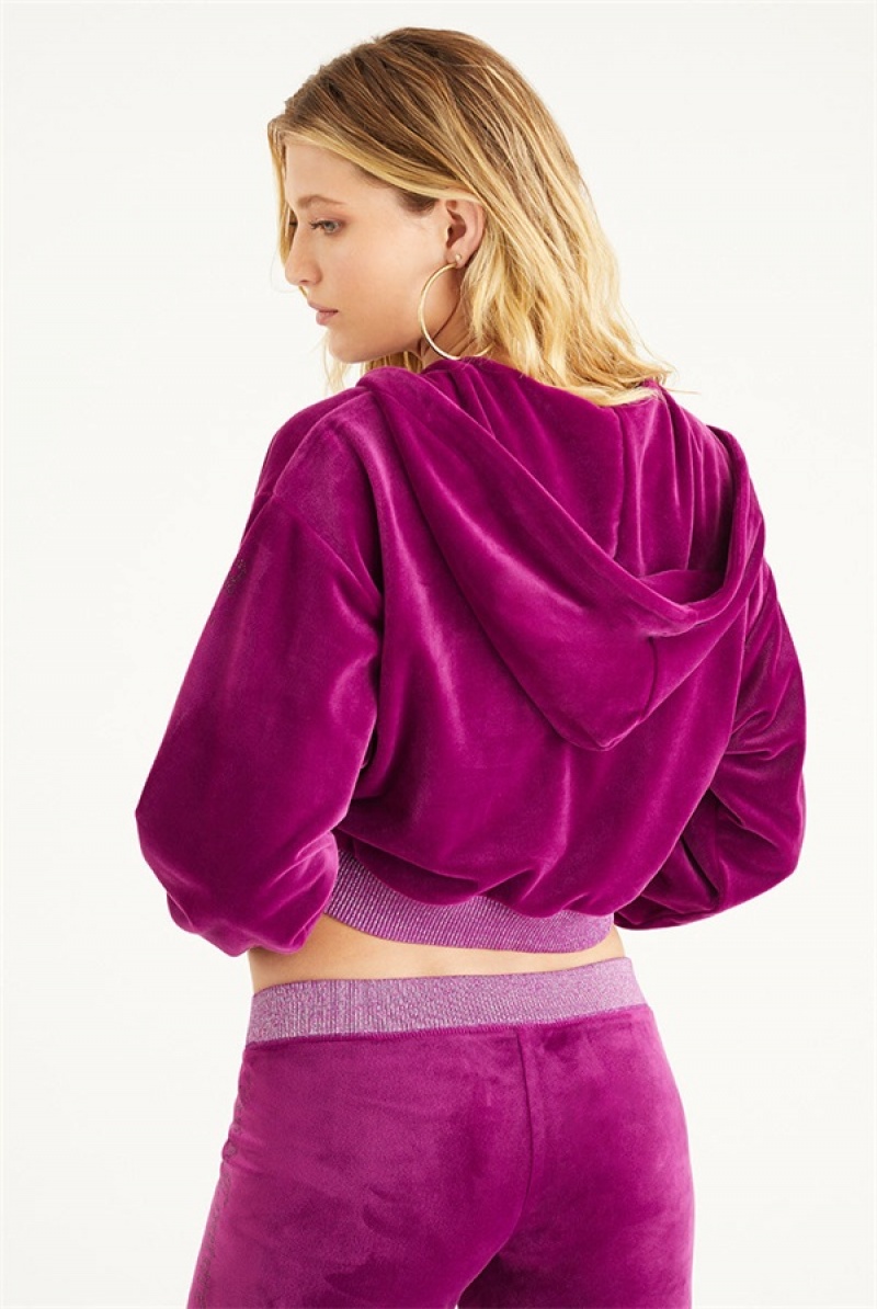 Juicy Couture Cropped Jacket With Side Bling Lilla | JC-SN651569