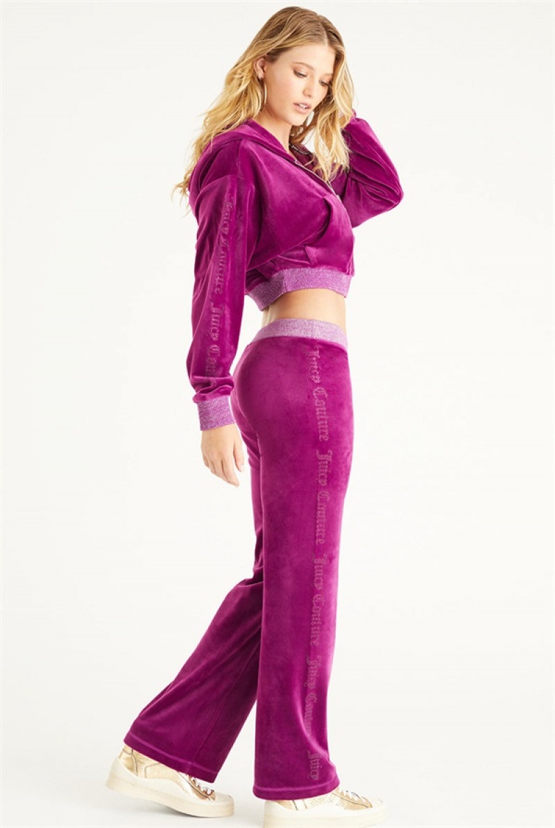 Juicy Couture Cropped Jacket With Side Bling Lilla | JC-SN651569