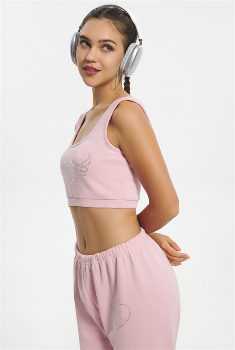 Juicy Couture Cropped Sweetheart Tank Rosa | JC-SN651633