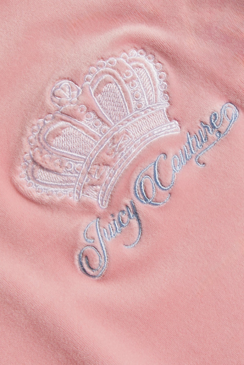 Juicy Couture Crown Embroide Velour Trackpants Rosa | JC-SN651970