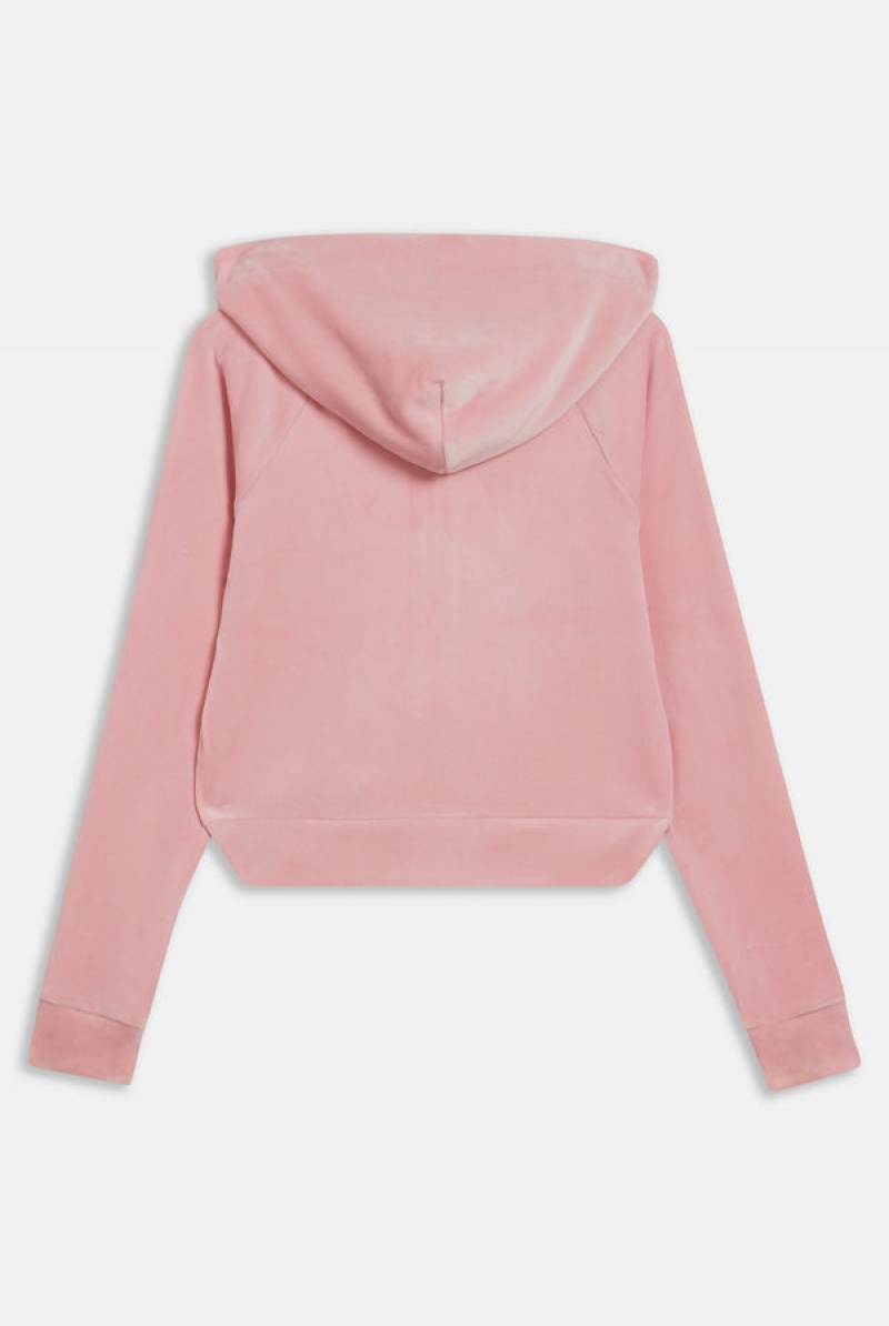 Juicy Couture Crown Embroide Velour Zip-through Hoodie Rosa | JC-SN651993