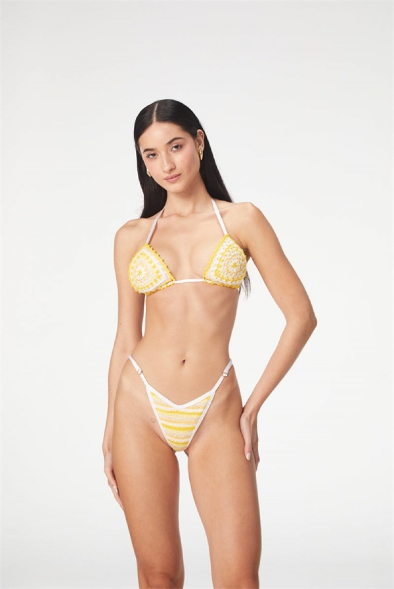 Juicy Couture Cuba Yellow Crochet Bottom Gul | JC-SN651867