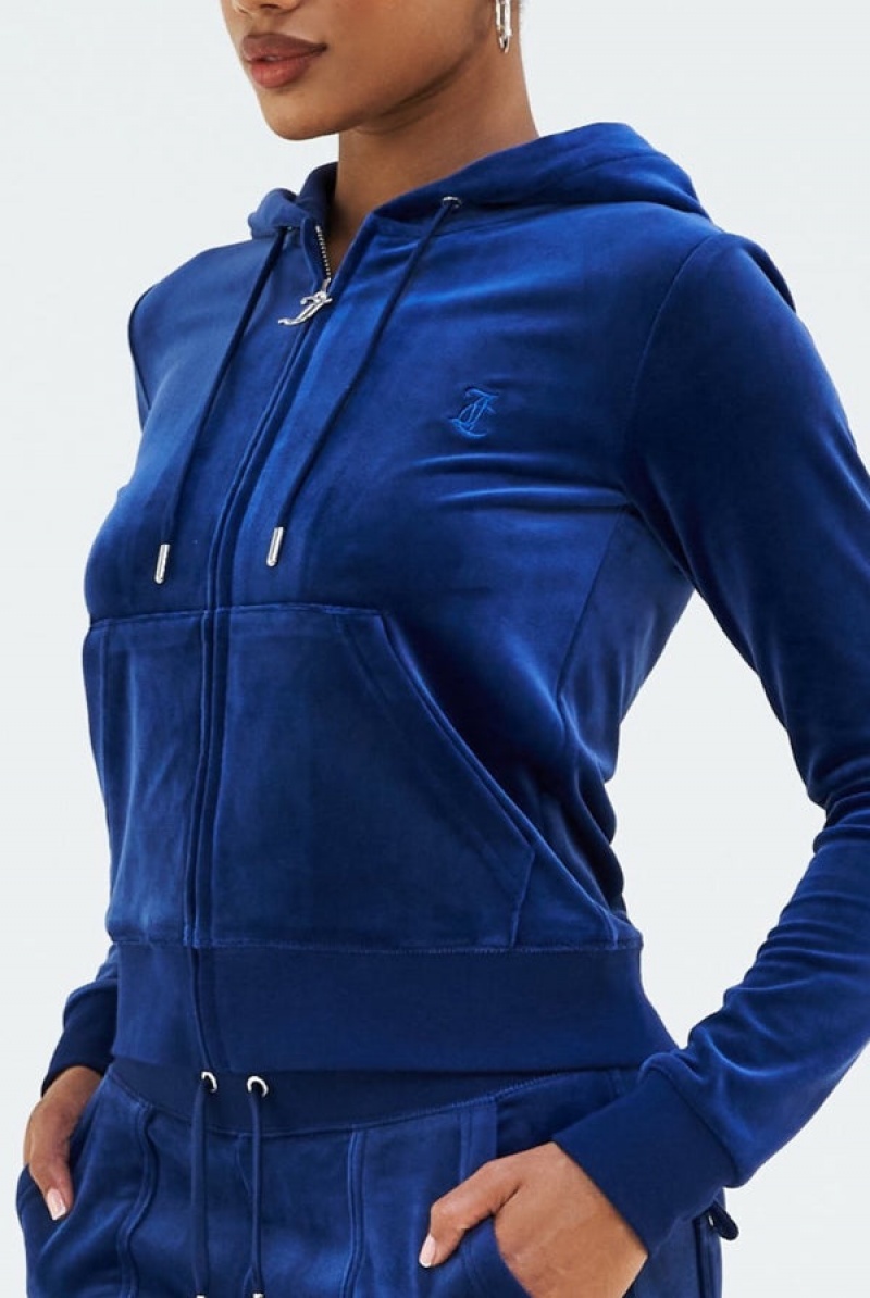 Juicy Couture Depths Classic Velour Robertson Hoodie Blå | JC-SN651962