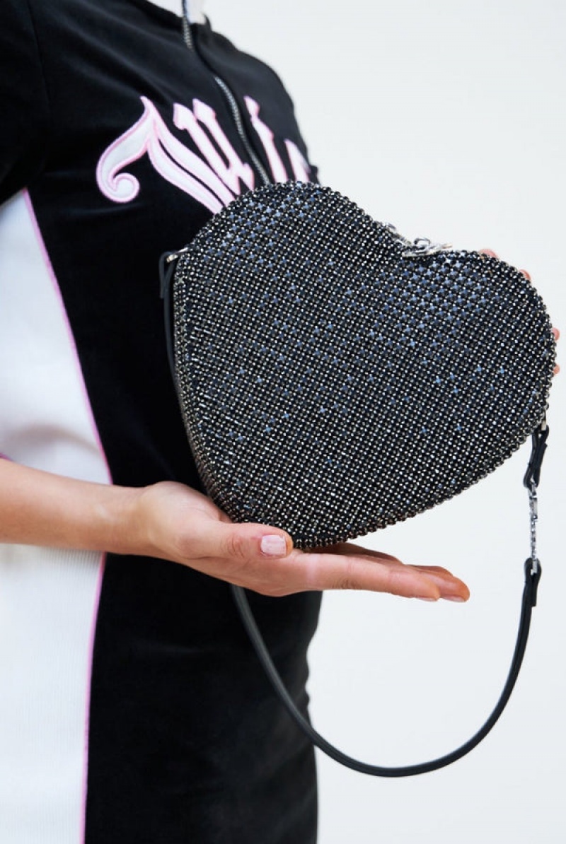 Juicy Couture Diamante Heart Shaped Shoulder Bag Svarte | JC-SN652213