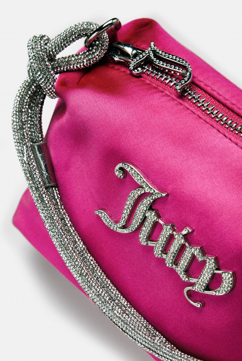 Juicy Couture Diamante Square Silk Satin Handbag Rosa | JC-SN652217