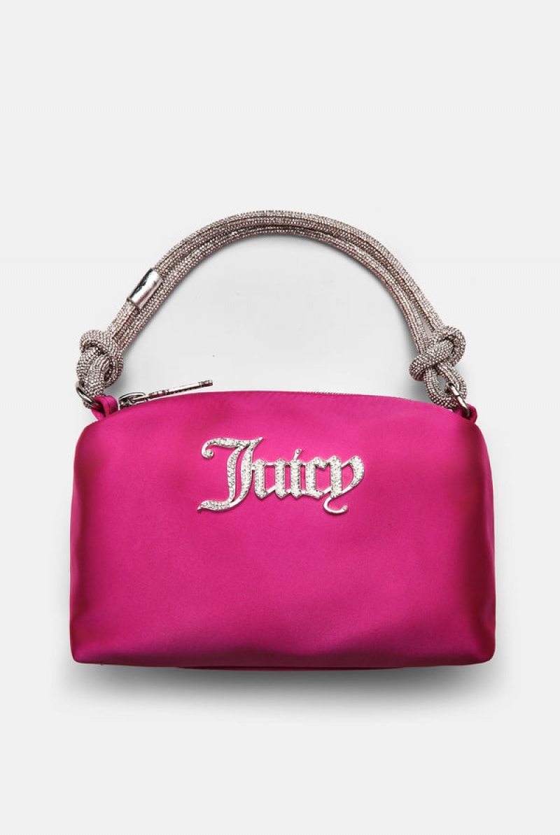 Juicy Couture Diamante Square Silk Satin Handbag Rosa | JC-SN652217