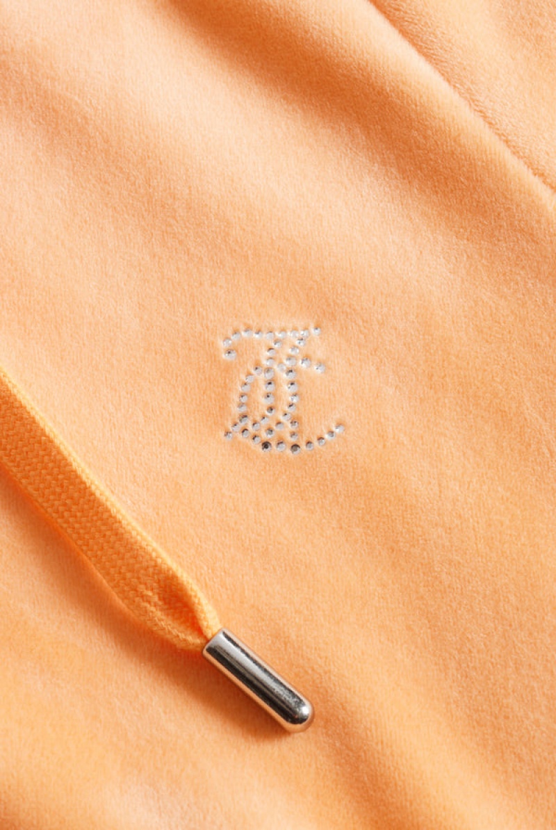 Juicy Couture Diamante Velour Zip-through Hoodie Oransje | JC-SN651980