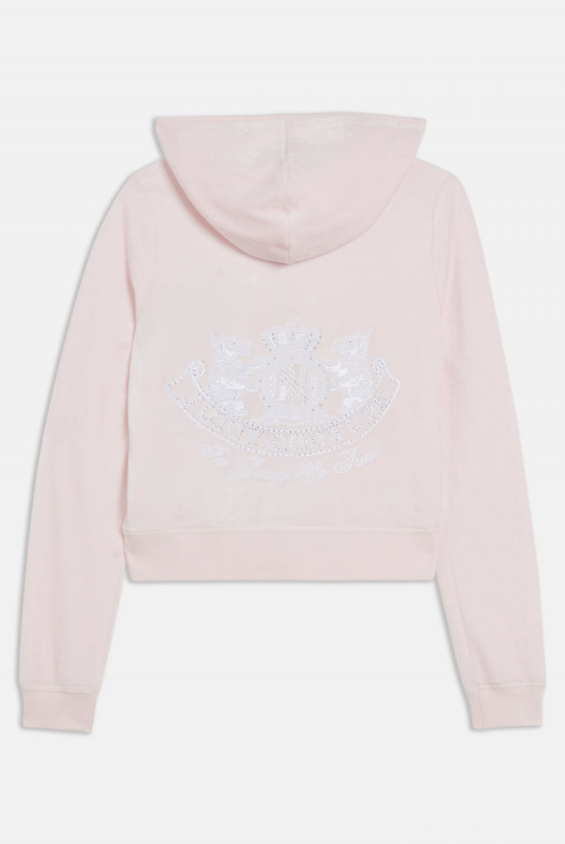 Juicy Couture Dog Crest Bamboo Velour Heritage Hoodie Rosa | JC-SN652170