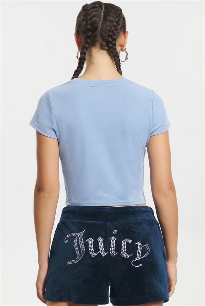 Juicy Couture Dump Him Baby Tee Blå | JC-SN651640