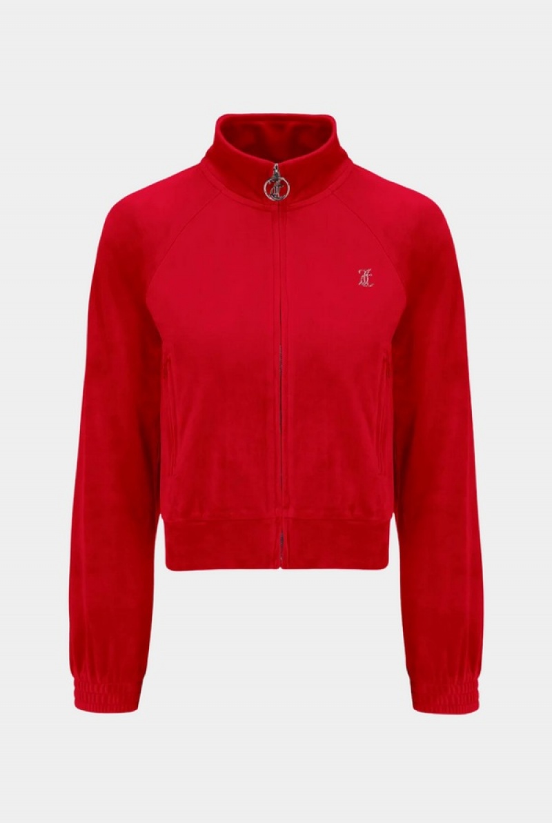 Juicy Couture Goji Berry Velour Diamante Tracktop Rød | JC-SN652057