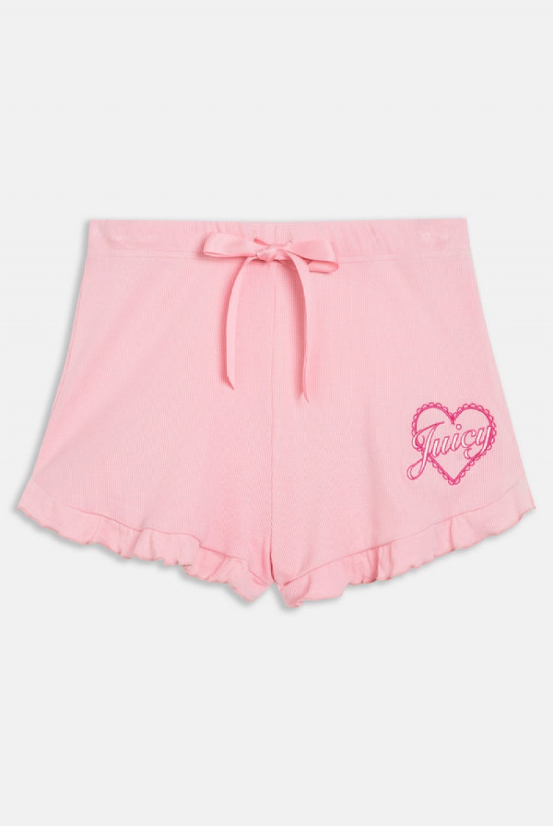 Juicy Couture Heart Frilled Sleep Shorts Rosa | JC-SN652268