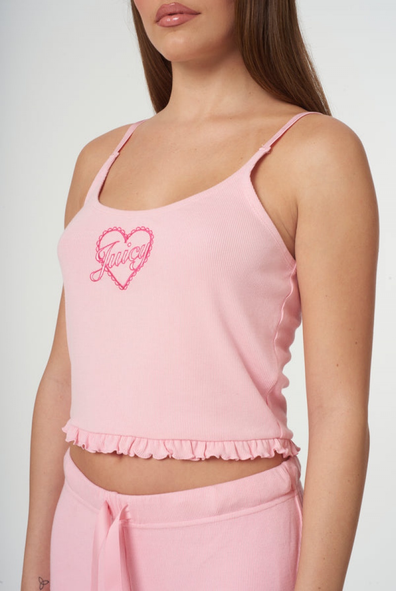 Juicy Couture Heart Frilled Sleep Vest Rosa | JC-SN652269