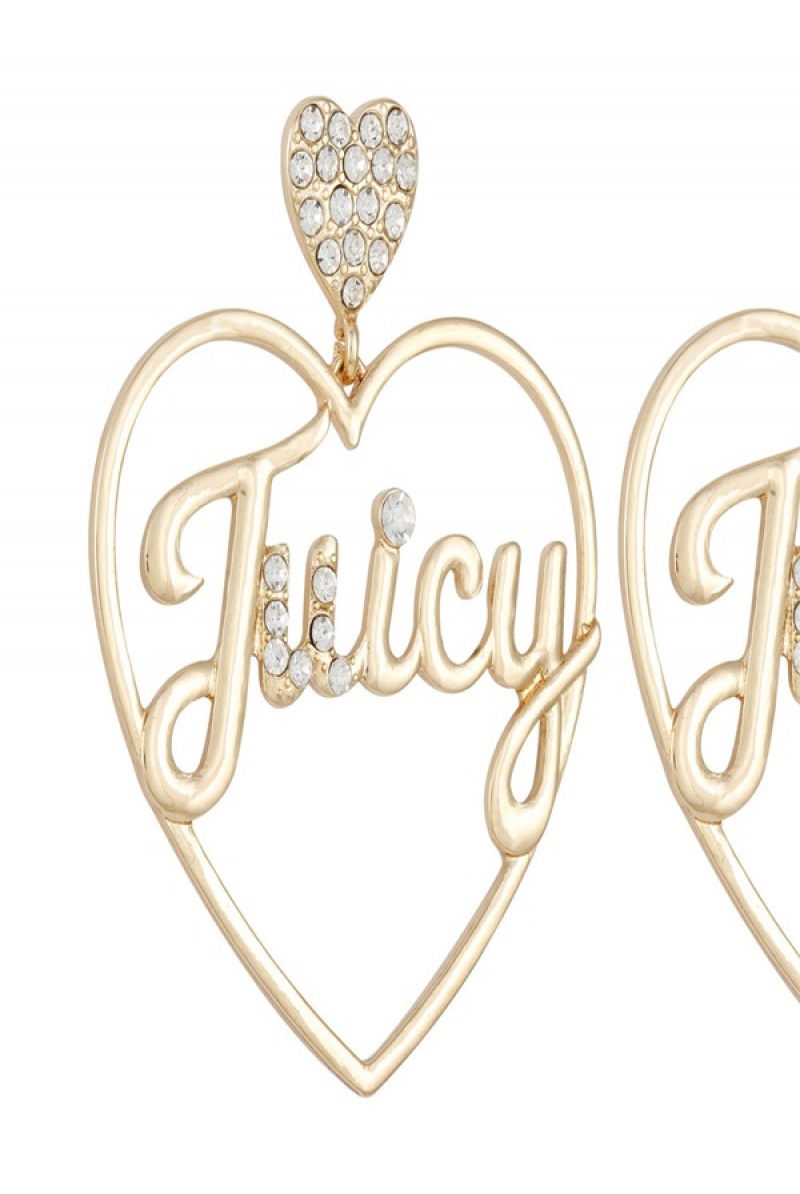 Juicy Couture Heart Logo Hoop Earrings Gull | JC-SN651897