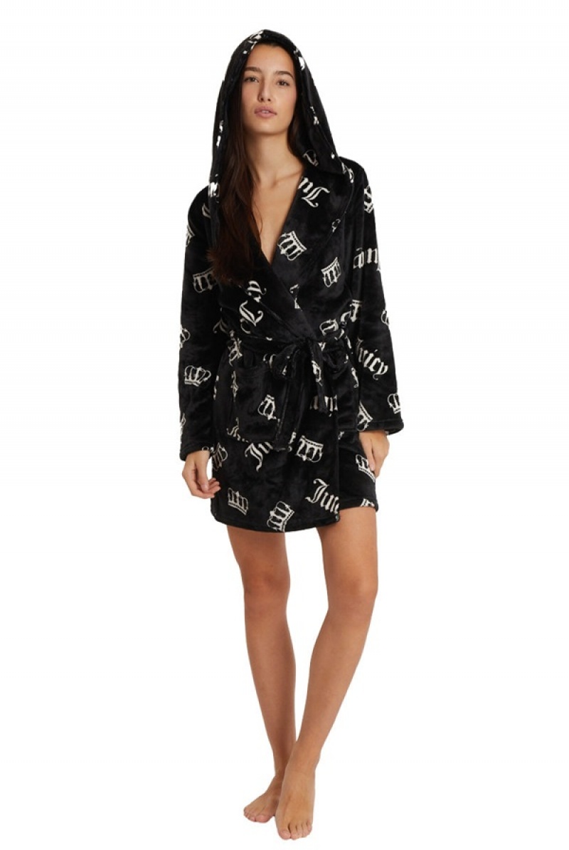 Juicy Couture Hette Luxe Plush Robe Svarte | JC-SN651788