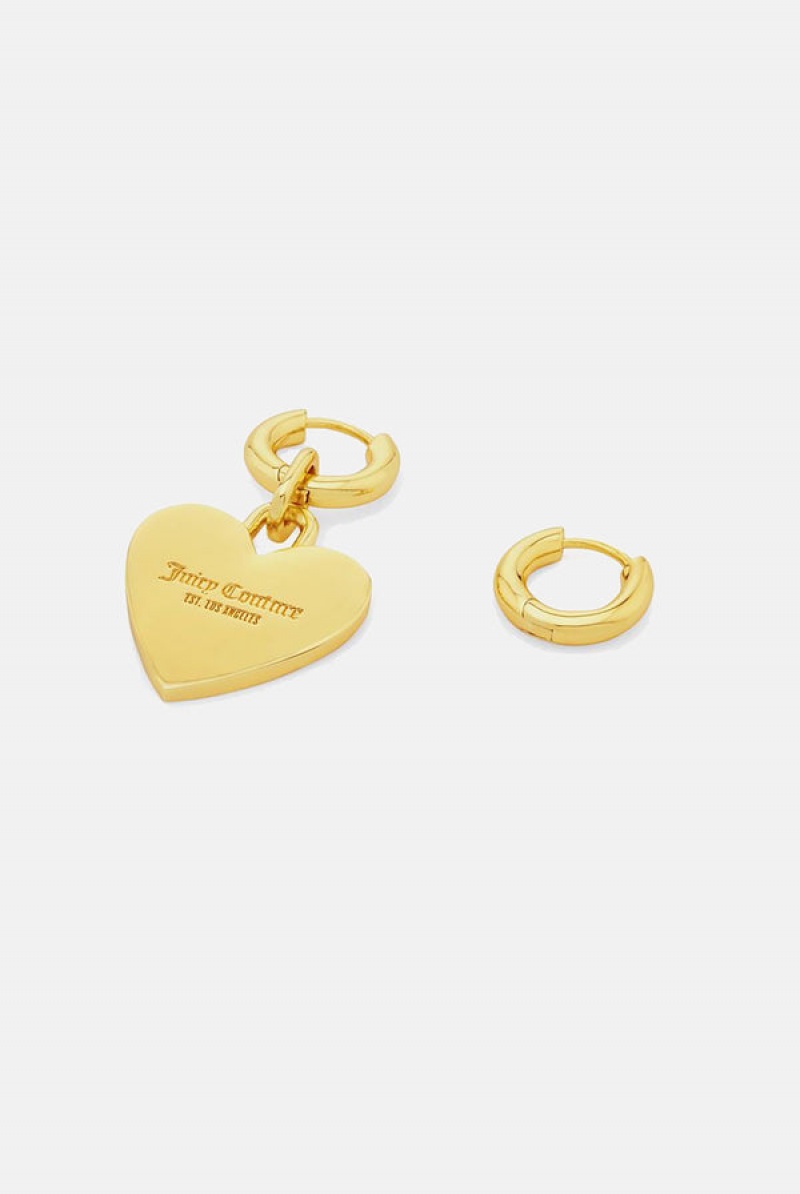 Juicy Couture Hoop Earrings With Single Heart Drop Gull | JC-SN652376